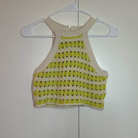 Zara Crochet Tank Top Green White Size 9-10 - Picture 1 of 7